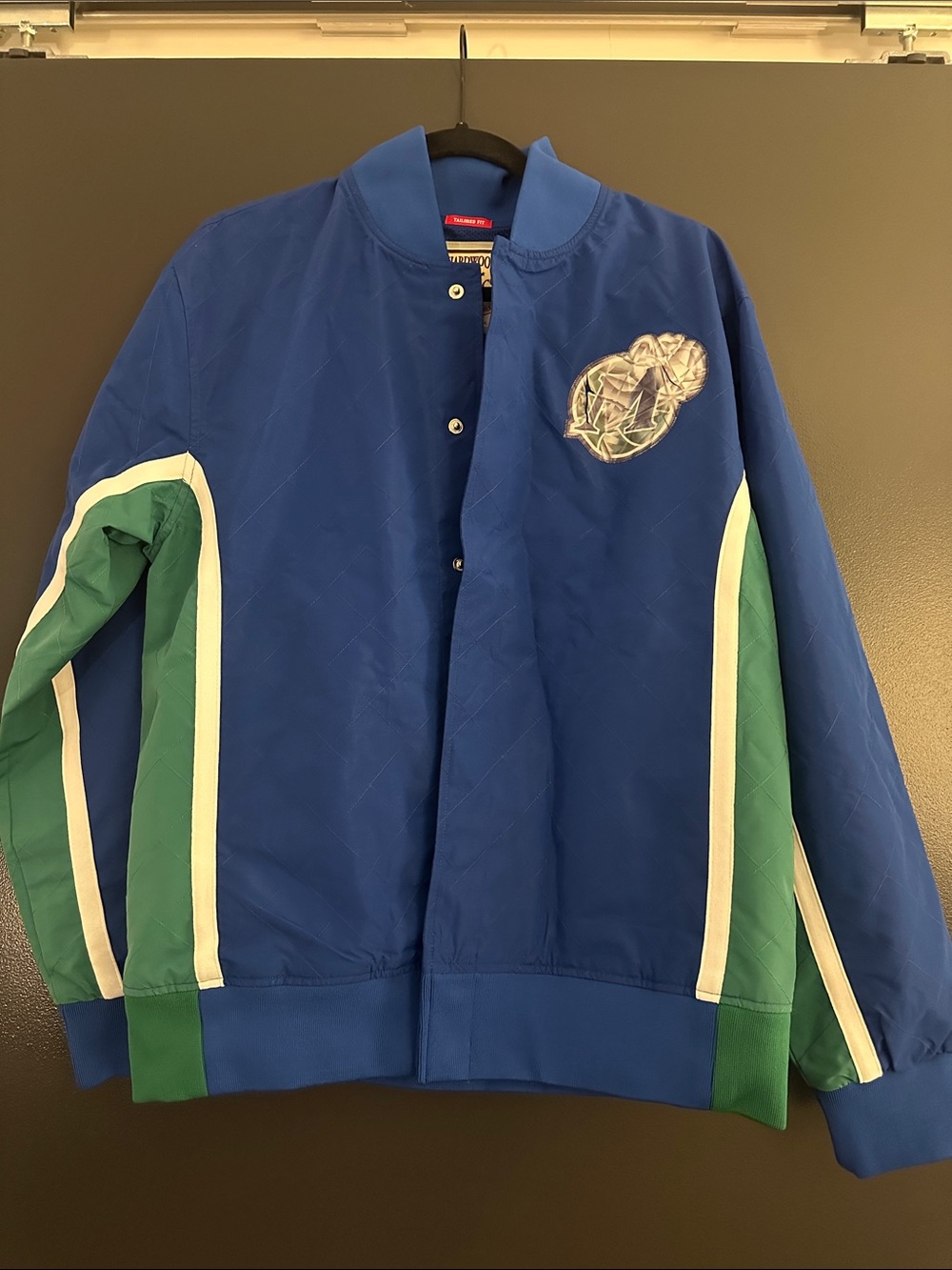 Mitchell & Ness Blue and Green Bomber Jacket